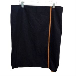 Lauren Ralph Lauren Black Denim Leather Trim Skirt Size 16